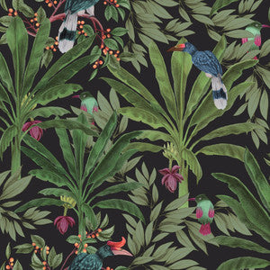 Carola Black Jungle Tropics Wallpaper by ESTA Home