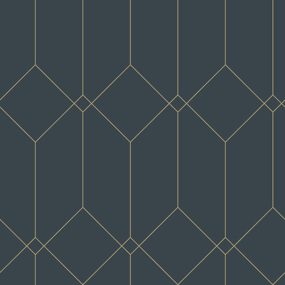Trilliant Dark Blue Art Deco Motif Wallpaper by ESTA Home Design Department Covers about 57.5 square feet 20.9-in by 33-ft long roll Unpasted 20.9 - Fabric Carolina -