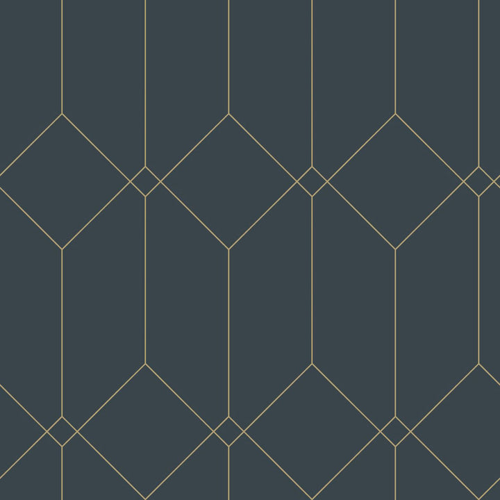 Trilliant Dark Blue Art Deco Motif Wallpaper by ESTA Home Design Department Covers about 57.5 square feet 20.9-in by 33-ft long roll Unpasted 20.9 - Fabric Carolina -