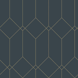 Trilliant Dark Blue Art Deco Motif Wallpaper by ESTA Home