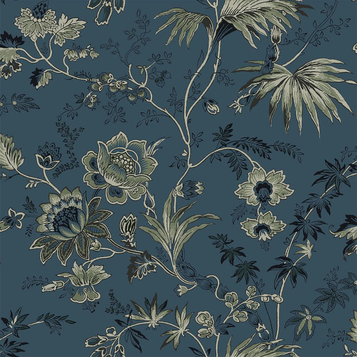Juliet Blue Decorative Jacobean Wallpaper by ESTA Home Design Department Covers about 57.5 square feet 20.9-in by 33-ft long roll Unpasted 20.9 - Fabric Carolina -