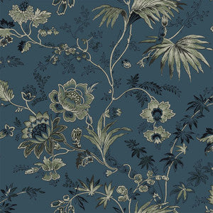 Juliet Blue Decorative Jacobean Wallpaper by ESTA Home