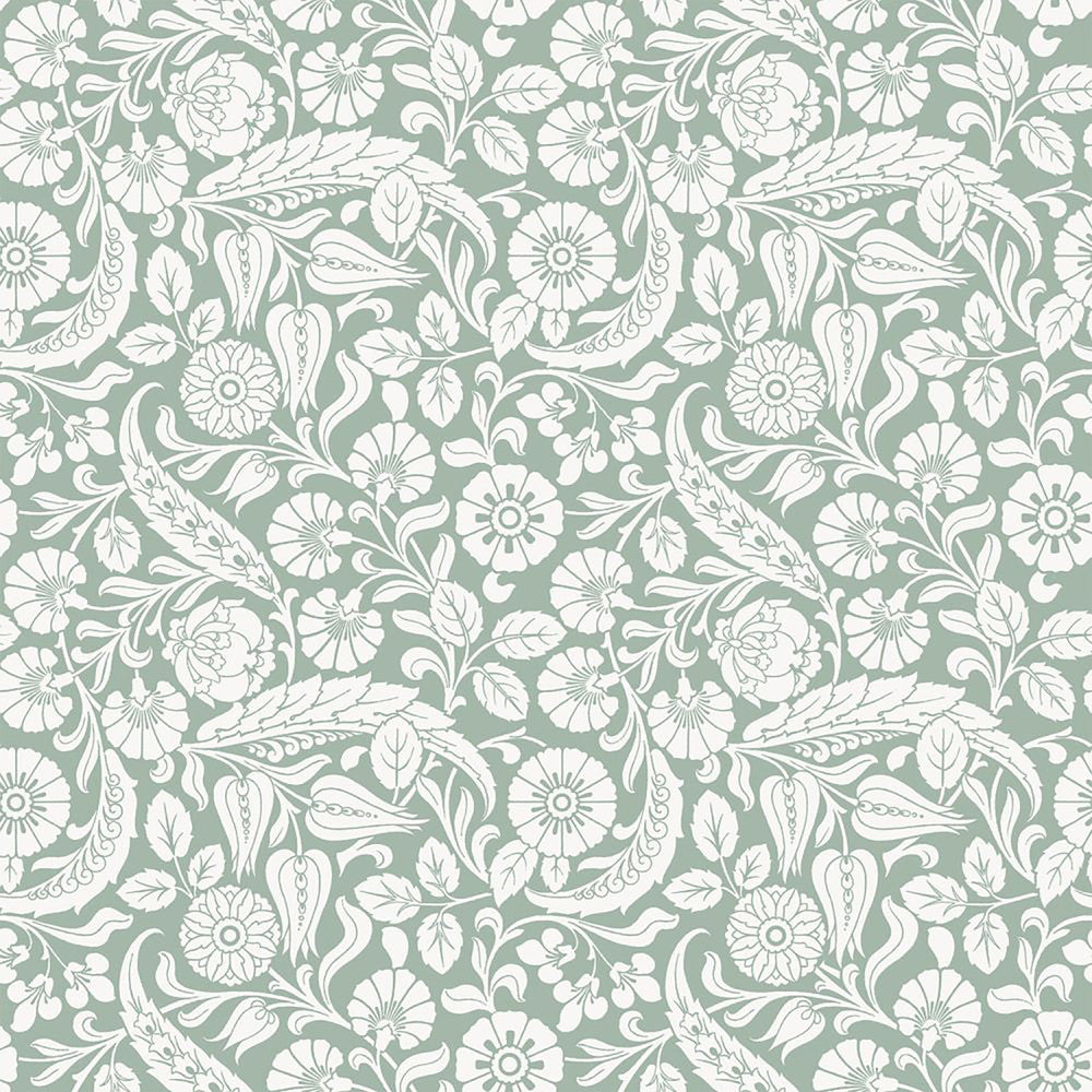 Cordelia Green Baroque Blooms Wallpaper by ESTA Home Design Department Covers about 57.5 square feet 20.9-in by 33-ft long roll Unpasted 10.4 - Fabric Carolina -