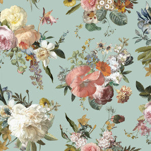 Antonia Aqua Vintage Bouquet Wallpaper by ESTA Home