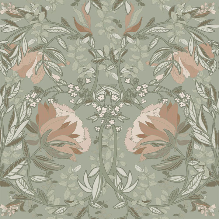 Ester Sage Nouveau Blooms Wallpaper by ESTA Home Design Department Covers about 57.5 square feet 20.9-in by 33-ft long roll Unpasted 20.9 - Fabric Carolina -