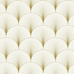 Lempicka White Art Deco Motif Wallpaper by ESTA Home