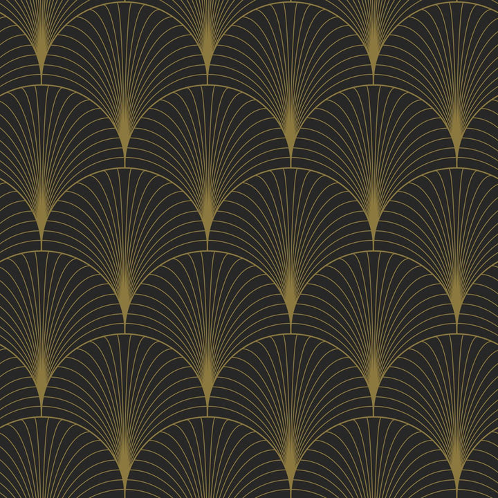 Lempicka Black Art Deco Motif Wallpaper by ESTA Home Design Department Covers about 57.5 square feet 20.9-in by 33-ft long roll Unpasted 6.9 - Fabric Carolina -