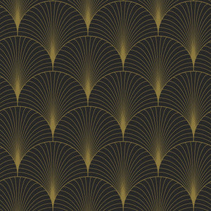 Lempicka Black Art Deco Motif Wallpaper by ESTA Home