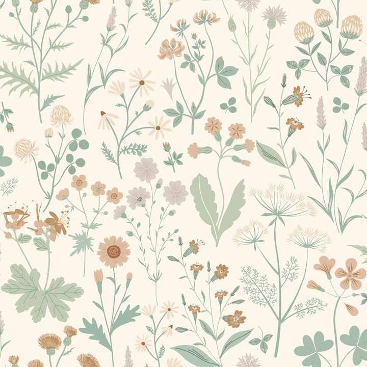 Letitia Cream Summer Meadows Wallpaper by ESTA Home Design Department Covers about 57.5 square feet 20.9-in by 33-ft long roll Unpasted 20.9 - Fabric Carolina -