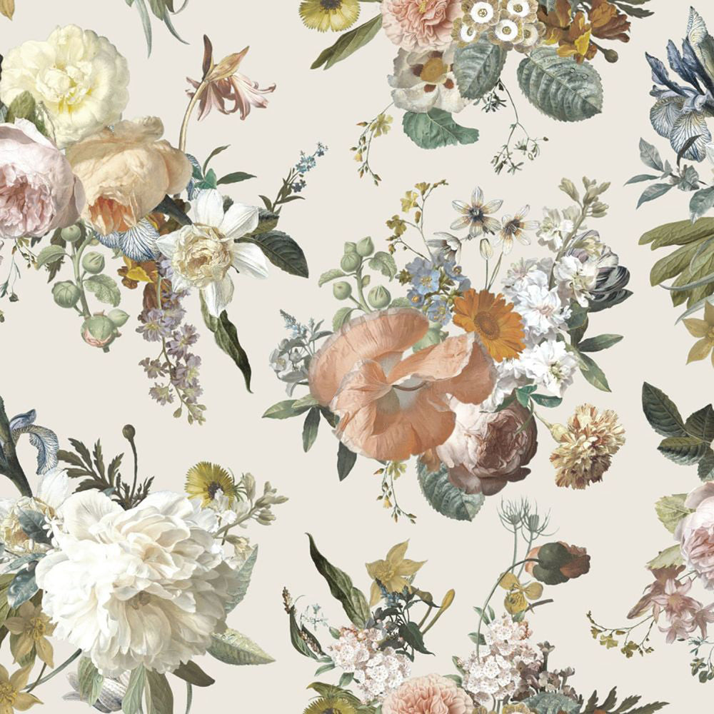 Antonia Cream Vintage Bouquet Wallpaper by ESTA Home Design Department Covers about 57.5 square feet 20.9-in by 33-ft long roll Unpasted 20.9 - Fabric Carolina -