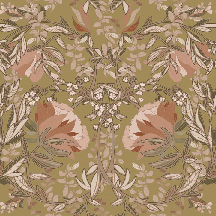 Ester Gold Nouveau Blooms Wallpaper by ESTA Home Design Department Covers about 57.5 square feet 20.9-in by 33-ft long roll Unpasted 20.9 - Fabric Carolina -