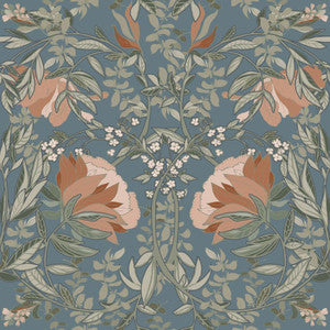 Ester Blue Nouveau Blooms Wallpaper by ESTA Home