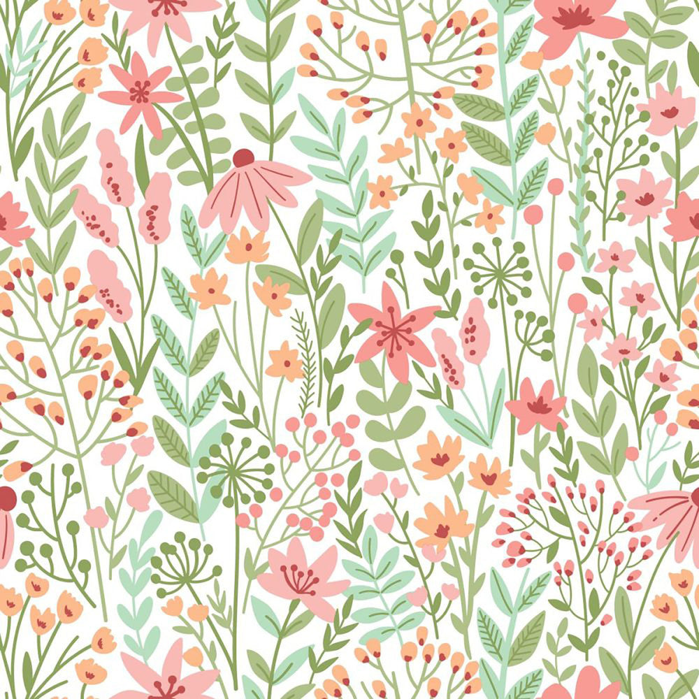 Eudora Green Prairie Petals Wallpaper by ESTA Home Design Department Covers about 57.5 square feet 20.9-in by 33-ft long roll Unpasted 19.7 - Fabric Carolina -