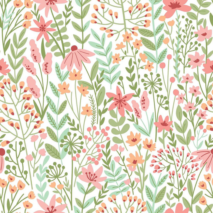 Eudora Green Prairie Petals Wallpaper by ESTA Home Design Department Covers about 57.5 square feet 20.9-in by 33-ft long roll Unpasted 19.7 - Fabric Carolina -