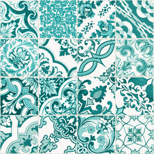 Cohen Turquoise Tile Wallpaper by ESTA Home