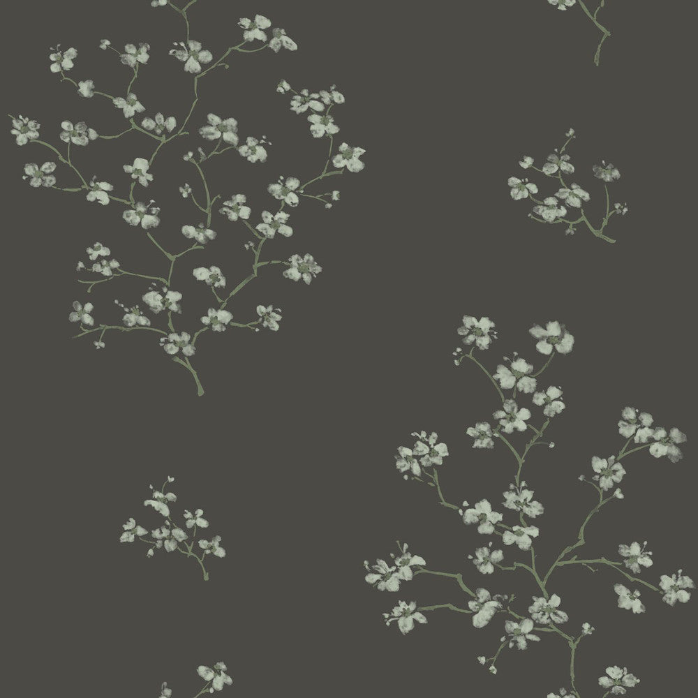 Morrible Black Floral Wallpaper by ESTA Home Design Department Covers about 56.4 square feet 20.5-in by 33-ft long roll Unpasted 20.9 - Fabric Carolina -