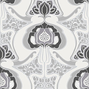 Joaquin Black Art Nouveau Floral Wallpaper by ESTA Home