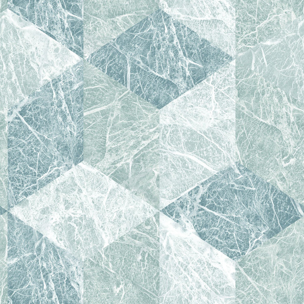 Rizzo Light Blue Geometric Stone Wallpaper by Origin Design Department Covers about 56.4 square feet 20.5-in by 33-ft long roll Unpasted 20.9 - Fabric Carolina -