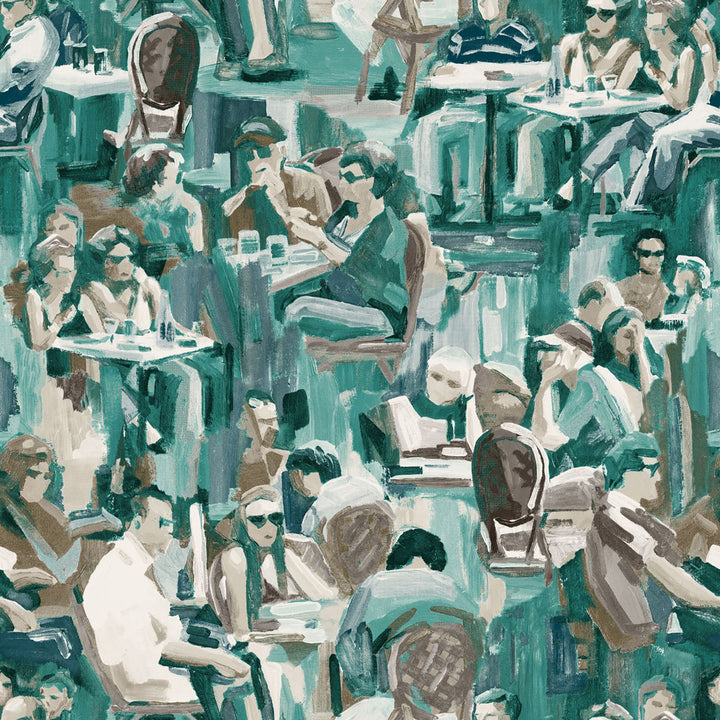 Wunderkammer Jade Café Wallpaper by Origin Design Department Covers about 56.4 square feet 20.5-in by 33-ft long roll Unpasted 20.9 - Fabric Carolina -