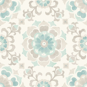 Tracy Seafoam Medallion Wallpaper by Origin