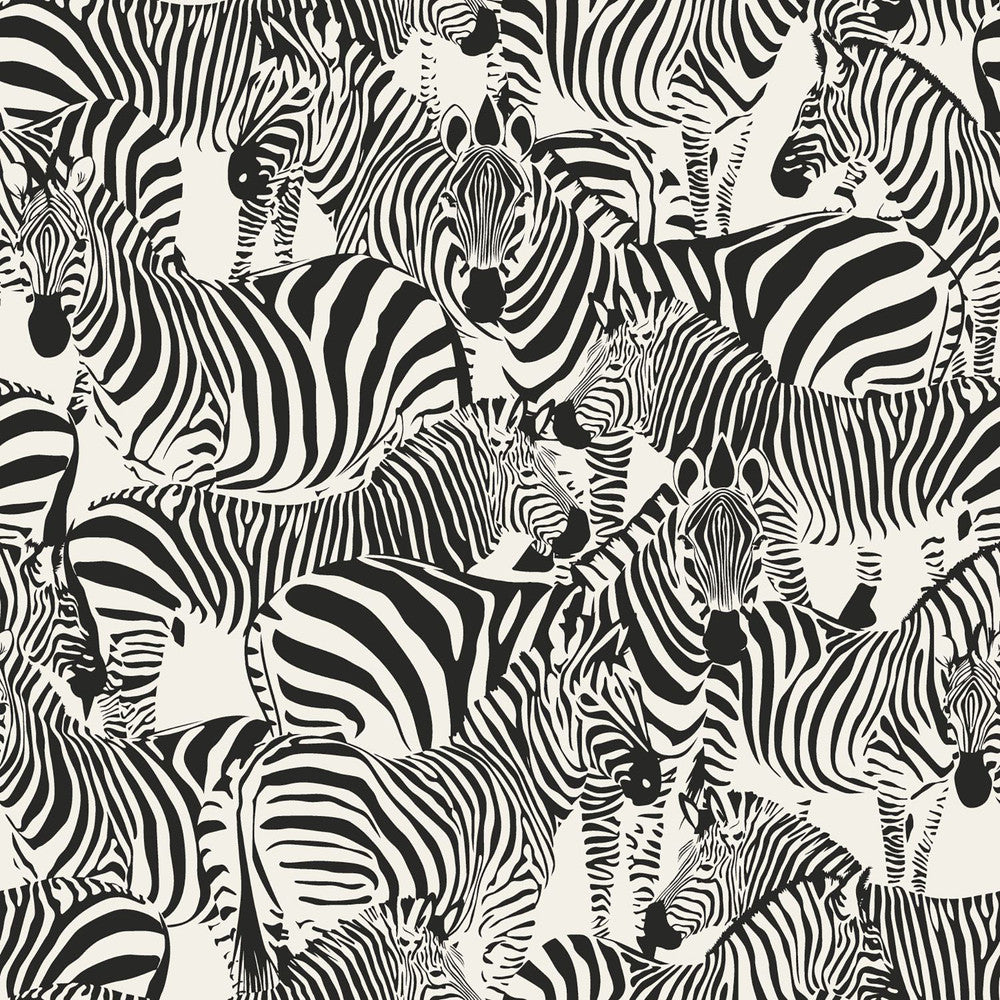Jemima Black Zebra Wallpaper by Origin Design Department Covers about 56.4 square feet 20.5-in by 33-ft long roll Unpasted 20.9 - Fabric Carolina -