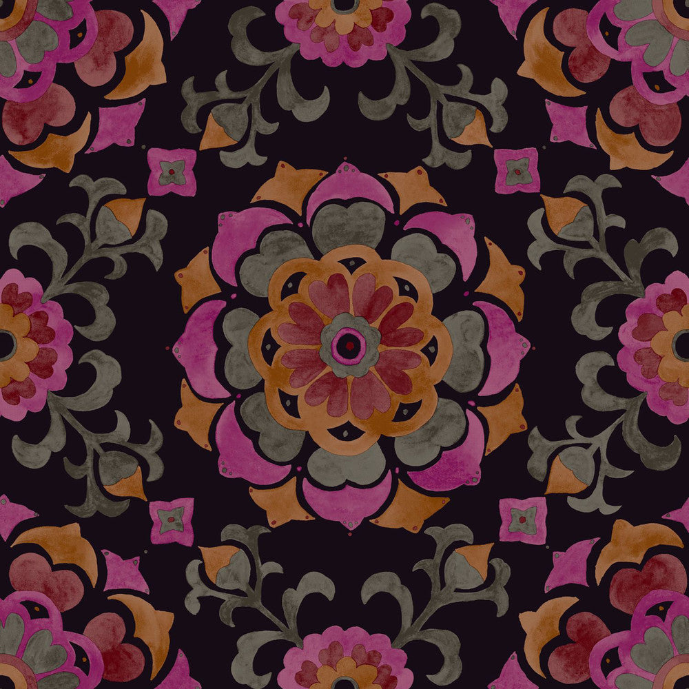 Tracy Multicolor Medallion Wallpaper by Origin Design Department Covers about 56.4 square feet 20.5-in by 33-ft long roll Unpasted 20.9 - Fabric Carolina -