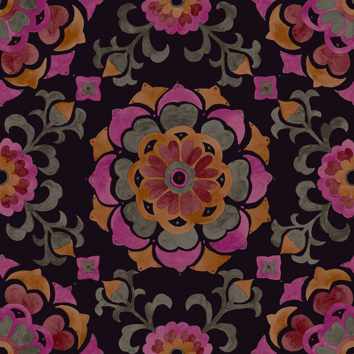 Tracy Multicolor Medallion Wallpaper by Origin Design Department Covers about 56.4 square feet 20.5-in by 33-ft long roll Unpasted 20.9 - Fabric Carolina -