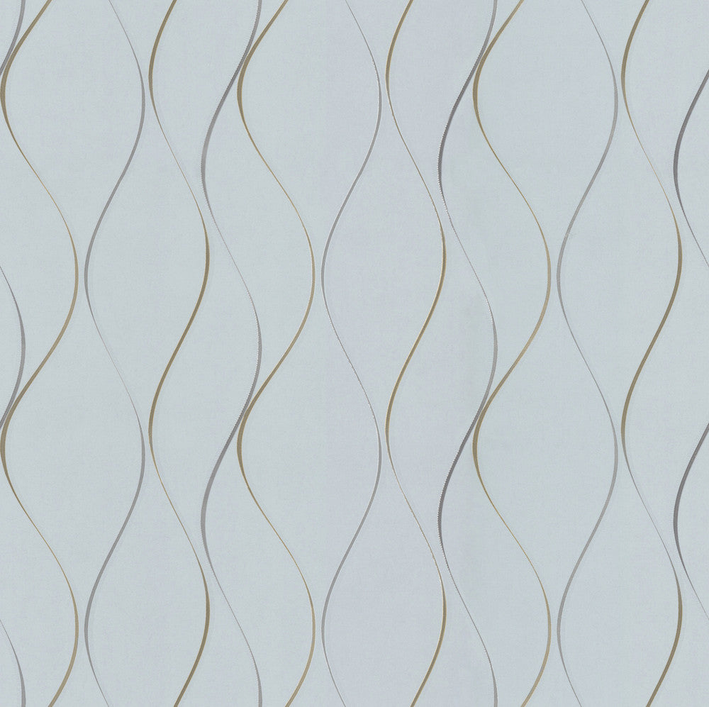 Wavy Stripe Light Blue Wallpaper by Antonina Vella Antonina Vella Dazzling Dimensions Volume II Covers about 57.8 square feet 21-in by 33-ft long roll Unpasted 21 - Fabric Carolina -
