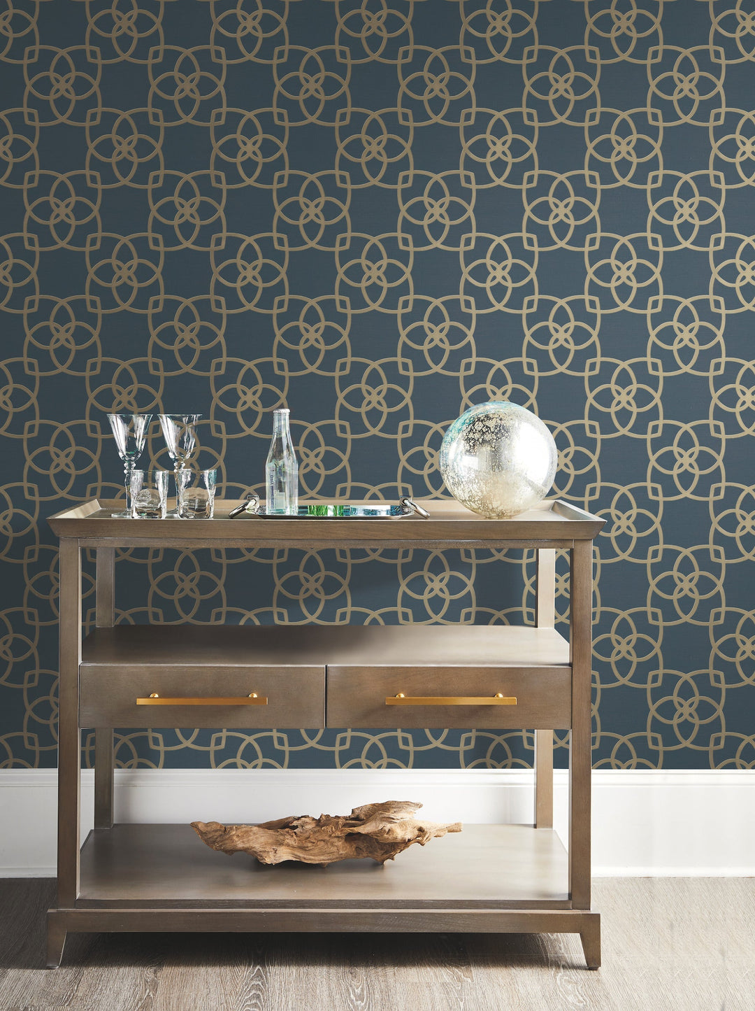 Serendipity Navy Wallpaper by Antonina Vella Designer