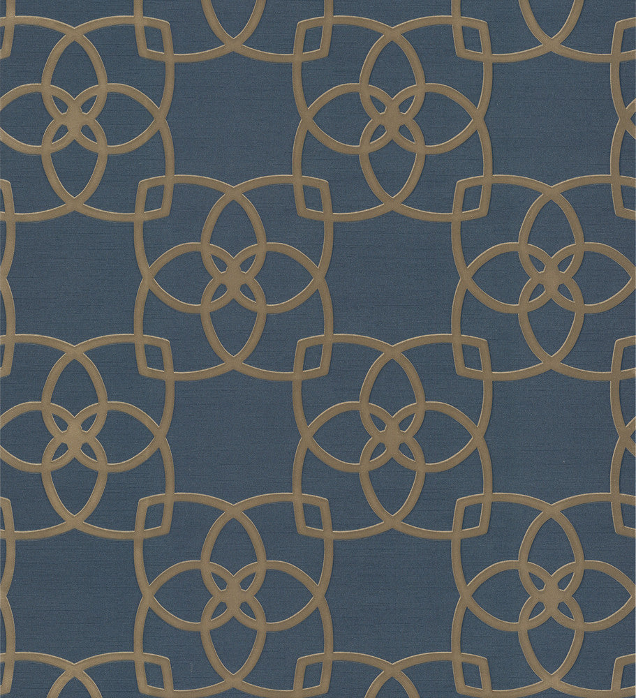 Serendipity Navy Wallpaper by Antonina Vella Antonina Vella Dazzling Dimensions Volume II Covers about 57.8 square feet 21-in by 33-ft long roll Unpasted 10.66 - Fabric Carolina -