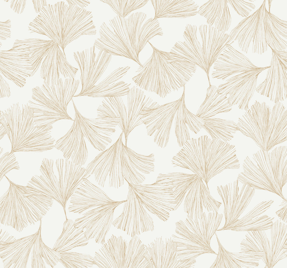 Gingko Toss Gold Wallpaper by Antonina Vella Antonina Vella Dazzling Dimensions Volume II Covers about 60.8 square feet 27-in by 27-ft long roll Unpasted 25.25 - Fabric Carolina -