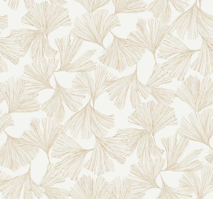 Gingko Toss Gold Wallpaper by Antonina Vella Antonina Vella Dazzling Dimensions Volume II Covers about 60.8 square feet 27-in by 27-ft long roll Unpasted 25.25 - Fabric Carolina -