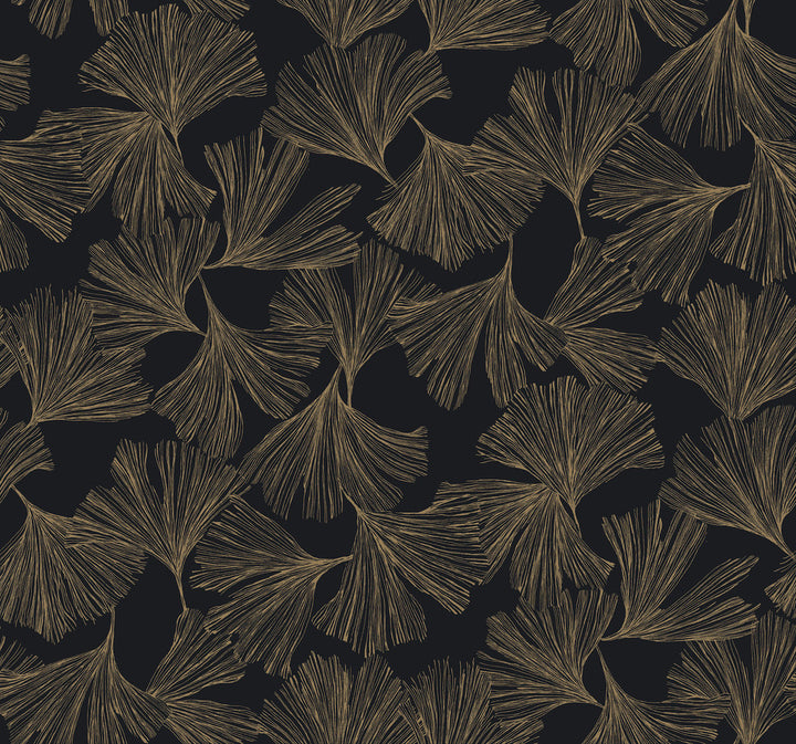Gingko Toss Black Wallpaper by Antonina Vella Antonina Vella Dazzling Dimensions Volume II Covers about 60.8 square feet 27-in by 27-ft long roll Unpasted 25.25 - Fabric Carolina -