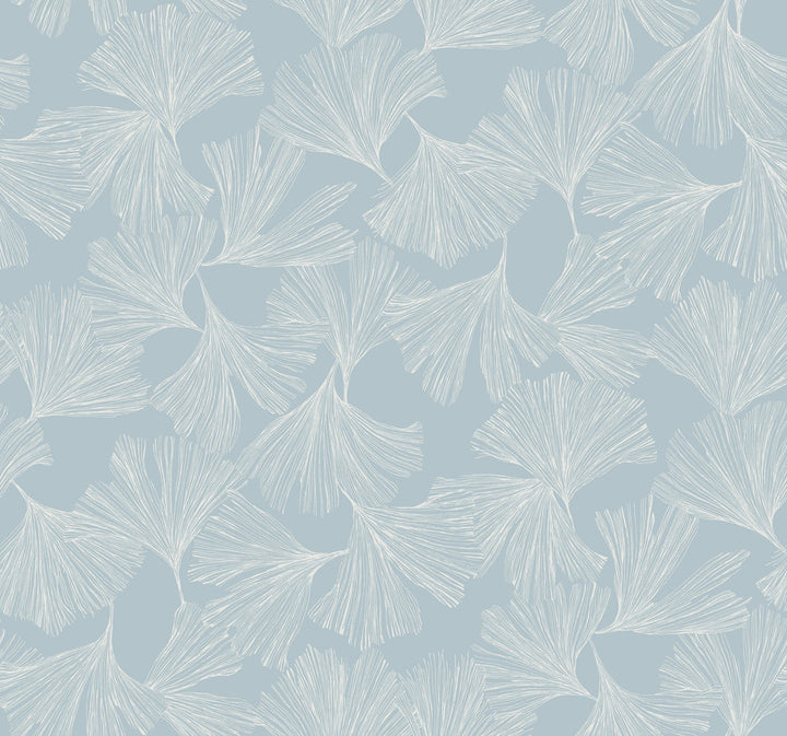 Gingko Toss Blue Wallpaper by Antonina Vella Antonina Vella Dazzling Dimensions Volume II Covers about 60.8 square feet 27-in by 27-ft long roll Unpasted 25.25 - Fabric Carolina -