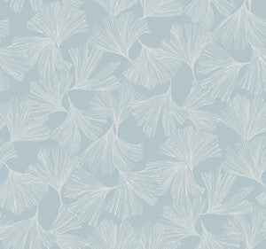 Gingko Toss Blue Wallpaper by Antonina Vella