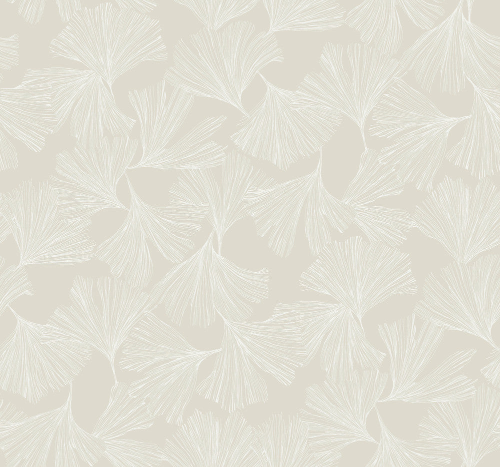 Gingko Toss Cream Wallpaper by Antonina Vella Antonina Vella Dazzling Dimensions Volume II Covers about 60.8 square feet 27-in by 27-ft long roll Unpasted 25.25 - Fabric Carolina -