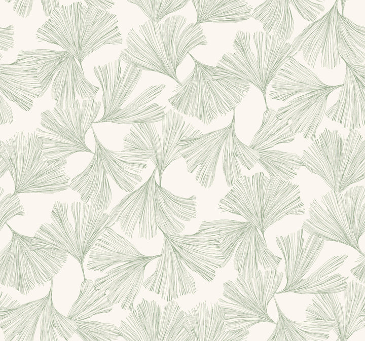 Gingko Toss Green Wallpaper by Antonina Vella Antonina Vella Dazzling Dimensions Volume II Covers about 60.8 square feet 27-in by 27-ft long roll Unpasted 25.25 - Fabric Carolina -