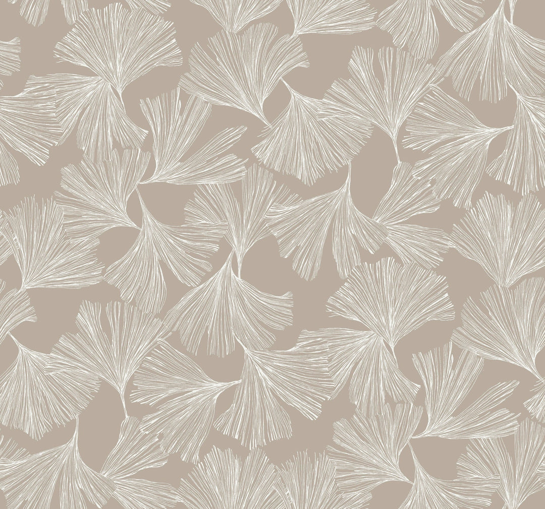 Ginkgo Toss Silver Wallpaper by Antonina Vella Designer