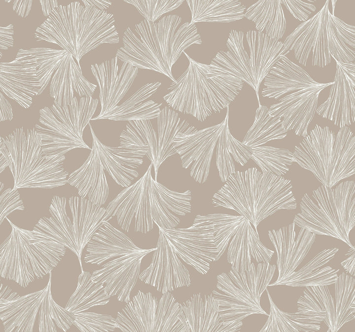 Ginkgo Toss Silver Wallpaper by Antonina Vella Designer