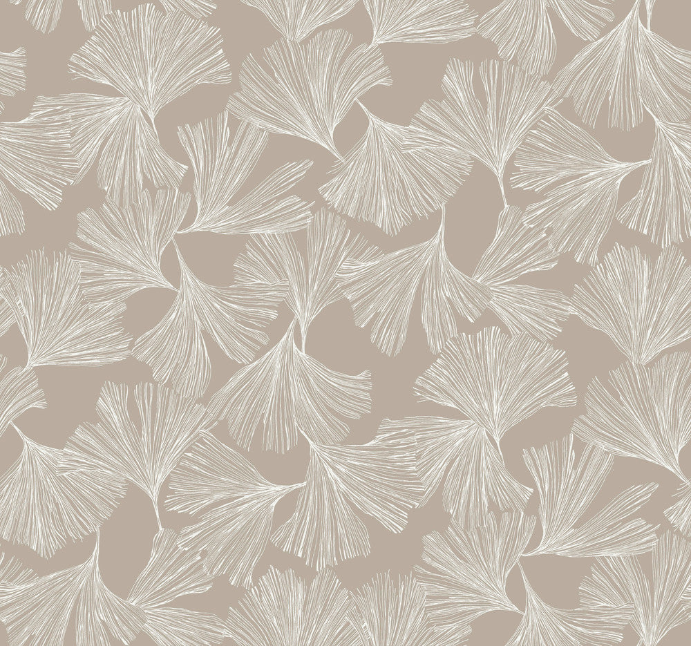 Ginkgo Toss Silver Wallpaper by Antonina Vella Antonina Vella Dazzling Dimensions Volume II Covers about 60.8 square feet 27-in by 27-ft long roll Unpasted 25.25 - Fabric Carolina -