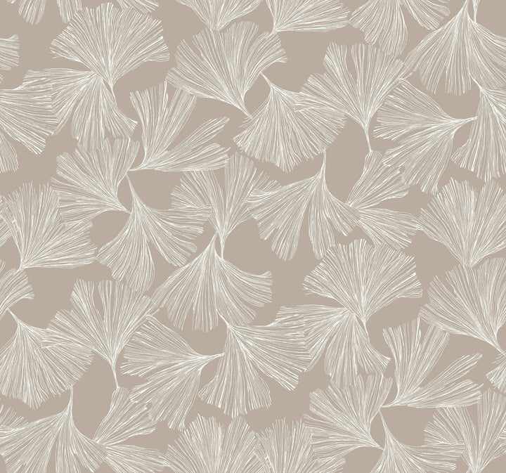 Ginkgo Toss Silver Wallpaper by Antonina Vella Antonina Vella Dazzling Dimensions Volume II Covers about 60.8 square feet 27-in by 27-ft long roll Unpasted 25.25 - Fabric Carolina -
