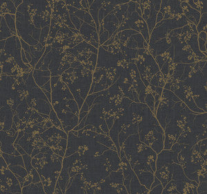 Luminous Branches Black & Gold Wallpaper by Antonina Vella