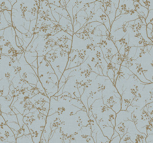 Luminous Branches Blue & Gold Wallpaper by Antonina Vella