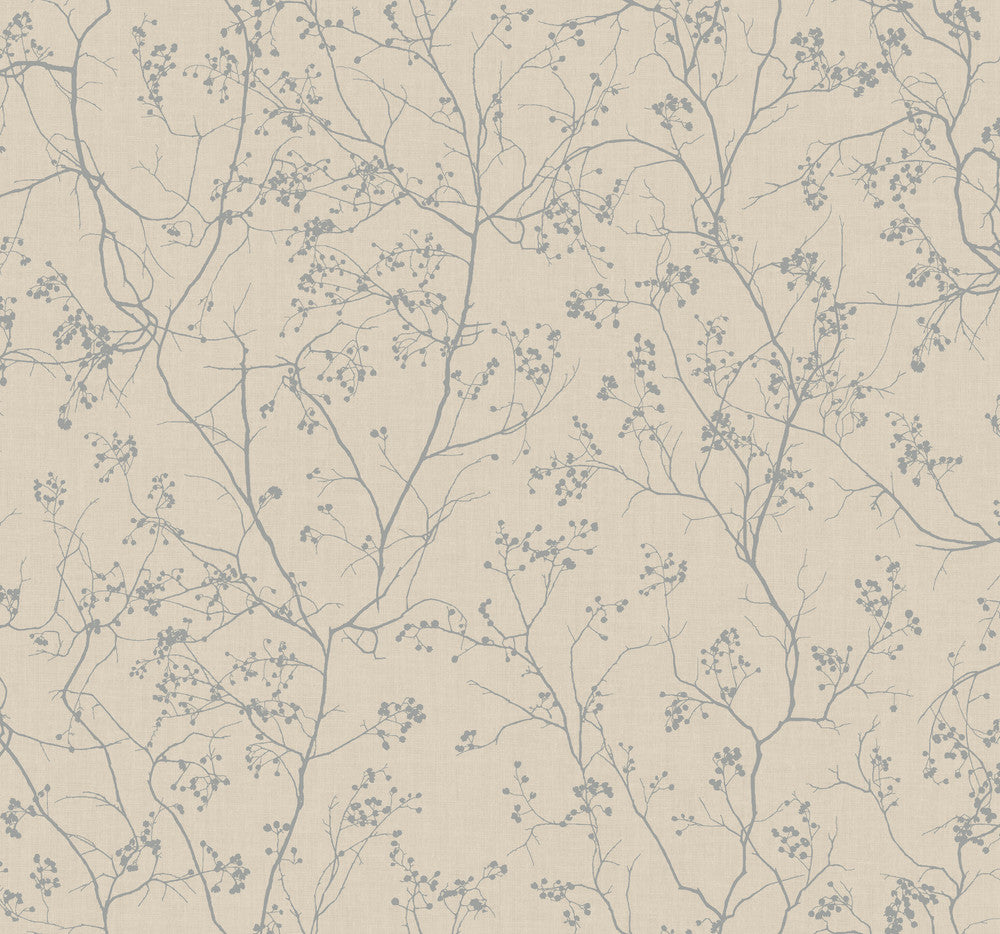 Luminous Branches Taupe & Silver Wallpaper by Antonina Vella Antonina Vella Dazzling Dimensions Volume II Covers about 60.8 square feet 27-in by 27-ft long roll Unpasted 25.2 - Fabric Carolina -