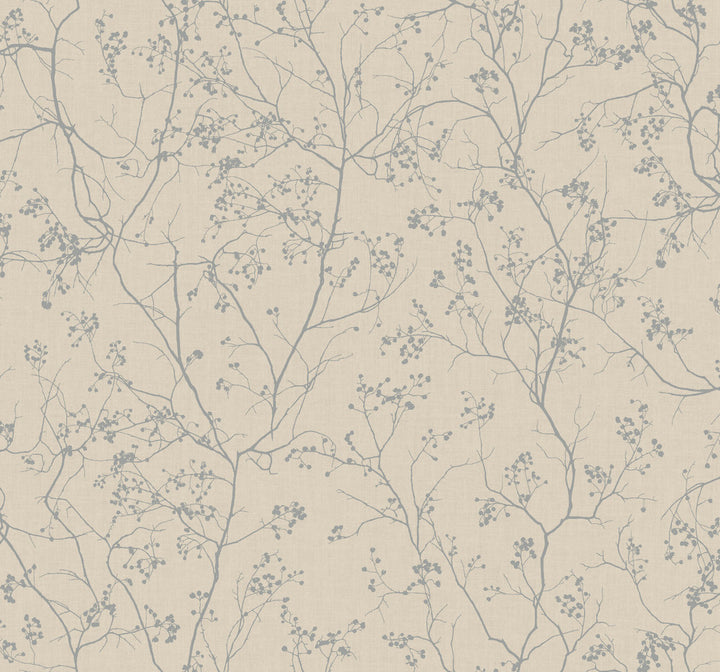 Luminous Branches Taupe & Silver Wallpaper by Antonina Vella Antonina Vella Dazzling Dimensions Volume II Covers about 60.8 square feet 27-in by 27-ft long roll Unpasted 25.2 - Fabric Carolina -