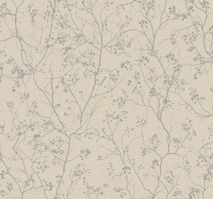 Luminous Branches Taupe & Silver Wallpaper by Antonina Vella