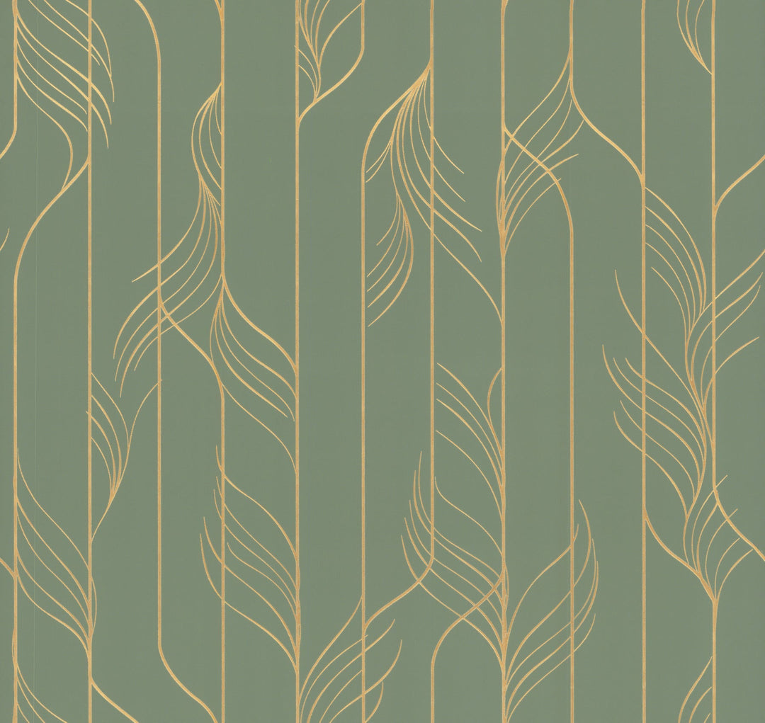 Elemental Thread Green & Gold Wallpaper by Candice Olson Designer