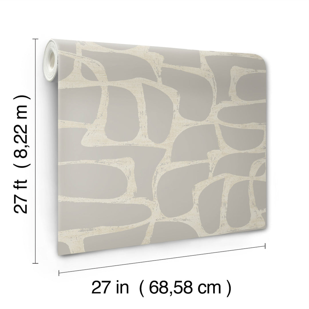 Craftsman Geometric Taupe Wallpaper by Candice Olson Designer