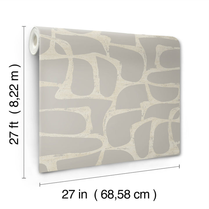 Craftsman Geometric Taupe Wallpaper by Candice Olson Designer