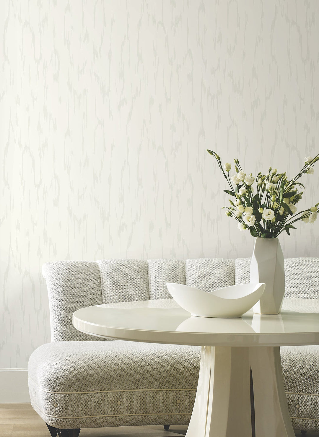 Flowing White Wallpaper by Candice Olson Designer